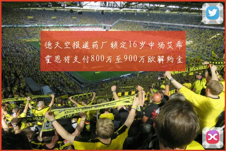 德天空报道药厂锁定16岁中场艾希霍恩将支付800万至900万欧解约金